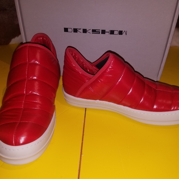 NWT. Rick Owens puffer quilted red down sneakers 41 - Picture 2 of 9